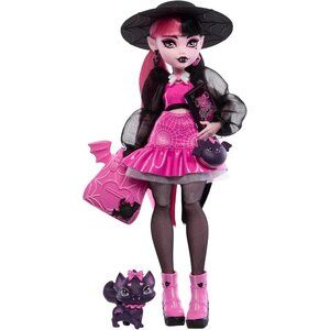 Monster High Draculaura Doll with Pet Bat Accessories Backpack and Spell Book